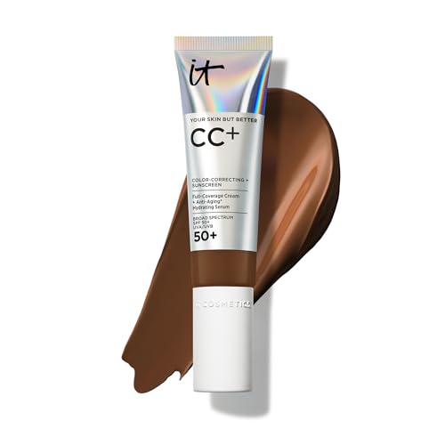 IT Cosmetics CC+ Cream - Natural Full Coverage Foundation With SPF 50+, Color Corrector & Anti-Aging Hydrating Serum, Hyaluronic Acid + Peptides, Lightweight Up To 24H Wear, All Skin Types