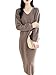Ruereuu Damen Strickkleid aus Wolle, V-Ausschnitt, einfarbig, langärmelig, Maxikleider, coffee, XXL Lang Lang günstig Kaufen-Ruereuu Damen Strickkleid aus Wolle, V-Ausschnitt, einfarbig, langärmelig, Maxikleider, coffee, XXL