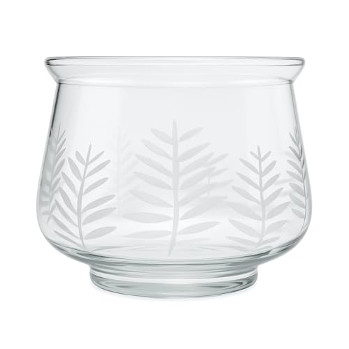 Image of KALAKRITI Bell Shape Glass Flower Vase 6 Inch | Transparent Flower Vase with Frosted Leaf Etched Pattern | Decorative Modern Table Centerpiece for Home, Living Room, Bedroom & Office Decor - Pack of 2