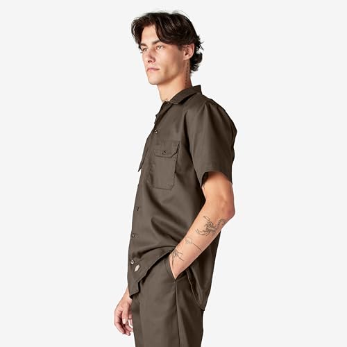 Image of Dickies Men's Short Sleeve Work Shirt - Durable Twill Button Down Shirts for Men, Lightweight Uniform for Daily Wear