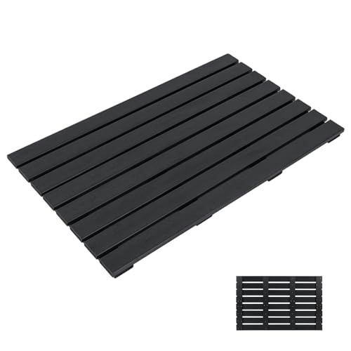 SOARS Badematte rutschfest & wasserdicht Duschmatte aus WPC mit Holzoptik Bodenplatte für Innen- und Außenbereich 100 x 60cm Schwarz