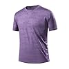 Men's Summer Crew Neck Print Elastic Breathable Sweat-Absorbing Sports Short-Sleeved Ice Silk T-Shirt, purple, L #2