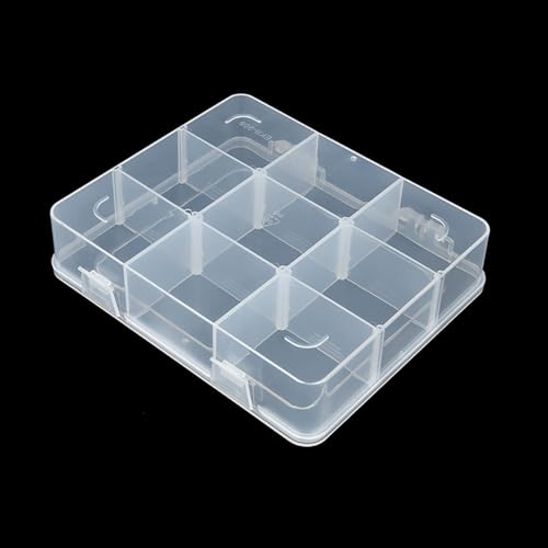 Image of 2 PCS Clear Plastic Organizer Box Container Craft Storage with Adjustable Dividers (9 Girds) for Small Items and Bead Rings Jewelry Display Organizer Size 7.24 x 6.1 x 1.65 in