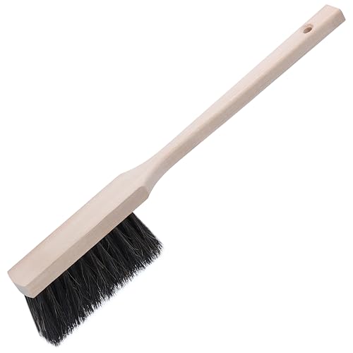 Agrarflora Langstiel Handfeger Rosshaar 43cm - Handbesen mit Rosshaarborsten - Langstielhandfeger aus Buchenholz - Handkehrer mit langem Stiel - ideal für Haushalt Werkstatt und Auto