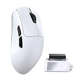 A.JAZZ AJ159 V2 Mouse Gaming Wireless Ultraleggero Con Batteria Sostituibile A Caldo, Due Batterie 300mAh E Base Di Ricarica, 54g, Sensore PAW3395, 32000 DPI Per PC E Mac (Bianco)