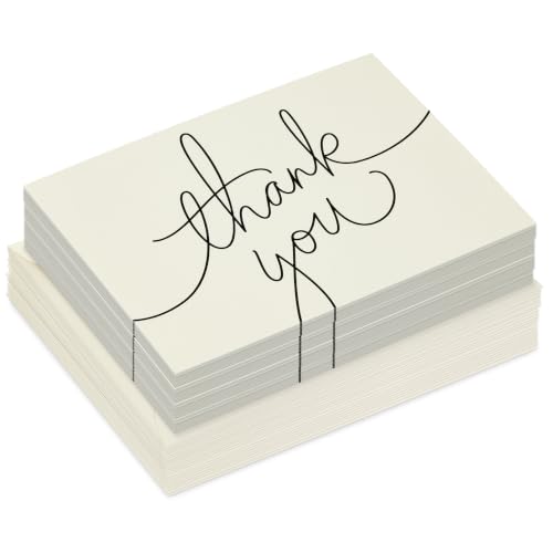 Hallmark Bulk Thank You Cards, 40-Pack (Black Script on Ivory)