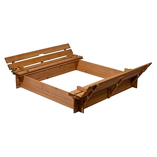 dobar 94360FSC trä sandlåda med lock och bänk, stor XL fyrkant med lock