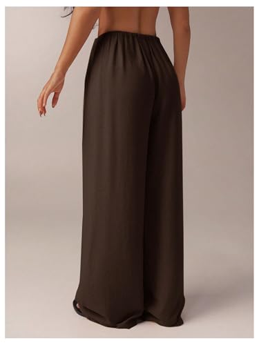 SHENHE Women's Wide Leg Long Palazzo Pants Casual Drawstring Elastic Waist Loose Trousers2