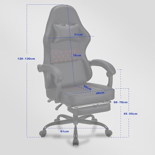 Play haha.Ergonomic reclining seat with footrest high back support adjustable armrests PU leather finish lumbar and neck cushion ideal for gaming home office use - Image 4
