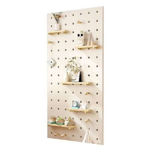 Generisch Werkzeug-Lochwand-Garagenregal, Bohreraufbewahrung, Schraubenschlüssel-Set, Halterungen, kleines weißes Lochwand-Organizer-Set – 5 Massivholzplatten zur Wandmontage – ideal für Bastelzimmer