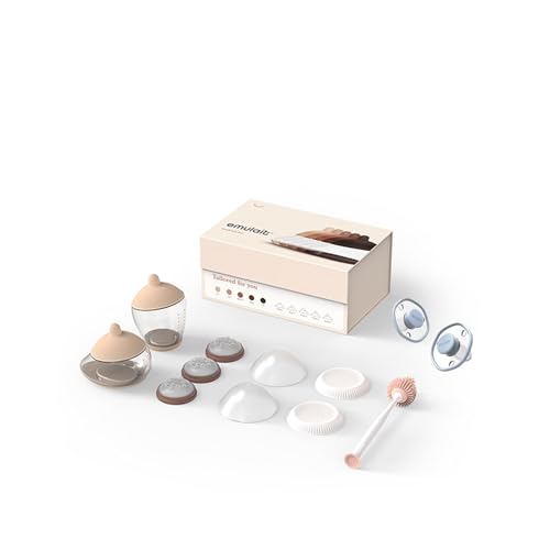 Image of Emulait Baby Bottle Starter Kit - Shape 3, Fair Color & Blu 0-6 Month Pacifier Bundle