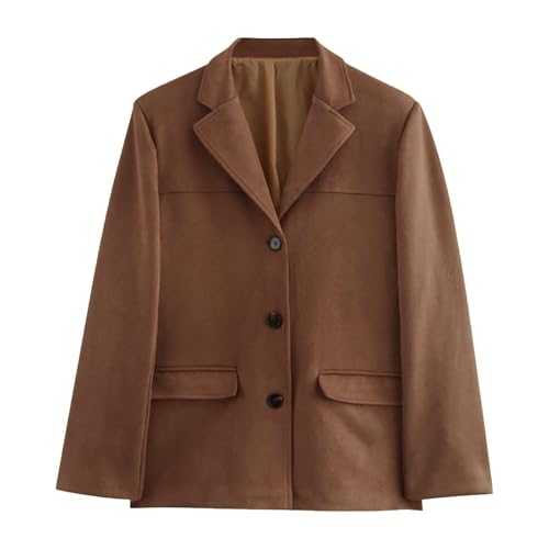 Cropped Trench Coat for Women Long Sleeve Single Breasted Notched Lapel Casual Loose Fit Jacket Outwear with Pockets3