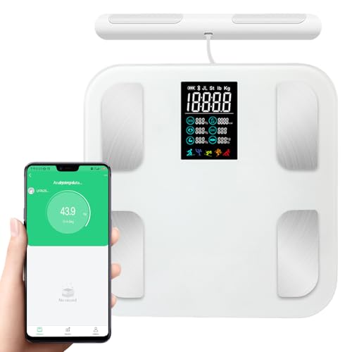 TECKZOON Báscula corporal inteligente, con 8 electrodos y sensores de mano, Báscula digital para grasa corporal, IMC & masa muscular, Analizador de 25 datos corporales hasta 180 kg/400 lbs