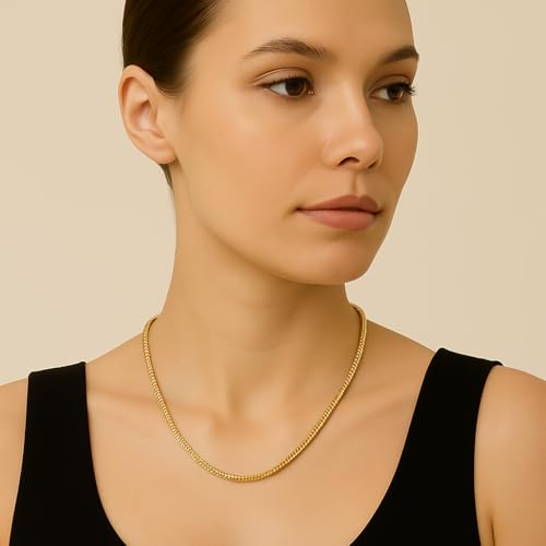 Italian Real 10K Solid Yellow Gold Franco Chain Necklace for Men & Women Radiant Diamond Cut with Lobster Claw Clasp 10K Real Gold Jewelry (1.0mm-2.5mm)3