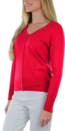 Image of ToBeInStyle Women's Long Sleeve Button Down V-Neck Cardigan