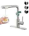 HEISOK 3-????????-1 Filtered Kitchen Faucet with Pull Down Sprayer- Sink Water Purifier Faucet, Stainless Steel Kitchen Sink Faucet Single Lever Filtered Tap for 1 or 3 Hole, Brushed Nickel