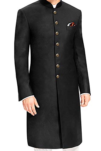 Indian Jodhpuri Achkan Suit for Men Wedding Sherwani Partywear bhandgala Outfit in Black Cotton