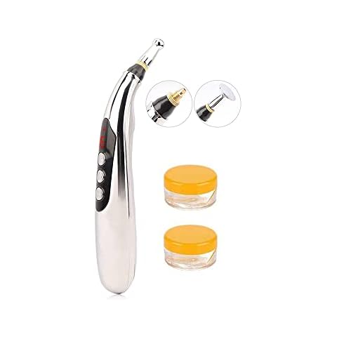Zeerkeer 3-in-1 Acupuncture Pen Electronic Acupuncture Massage Pen with 3 Massage Heads and 2 Massaging Gel USB Rechargeable Meridian Energy Pen for Pain Relief Cover