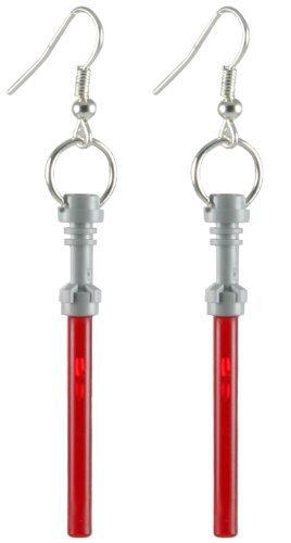 LEGO Lightsaber Earrings Fun Jewelry (Red)