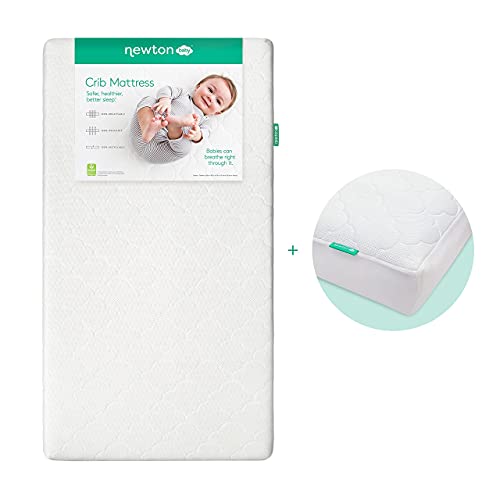 Newton Baby Crib Mattress and Mattress Pad Bundle – 100% Breathable Proven to Reduce Suffocation Risk, 100% Washable, 2-Stage, Non-Toxic Better Than Organic
