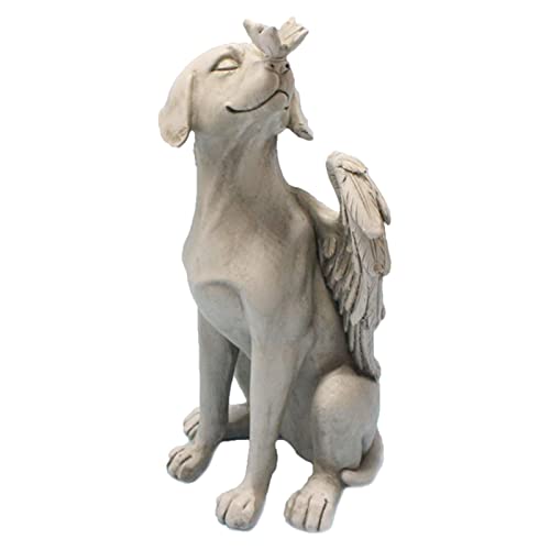 LetCart Engel Hund Statue Engel Hundefigur Garten Dekoration Statue Figur mit Engelsflügel, Handschnitzerei Lebendige Exquisit Kunstharz Gedenksteine für Garten oder Rasen Dekoration