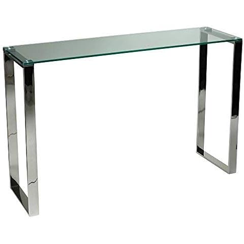 Cortesi Home Remi Contemporary Glass Console Table with Chrome Finish Cover