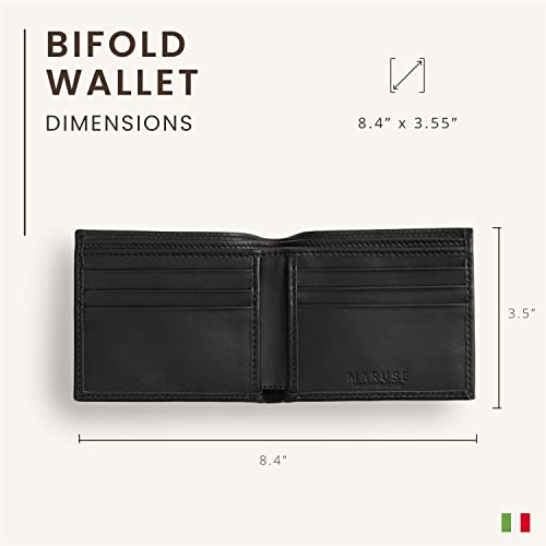 Maruse Bifold Wallet - Slim Leather Wallet – Genuine Italian Calf Leather Wallet – Elegant and Classy – Versatile and Minimalist Wallet for Men, Black4