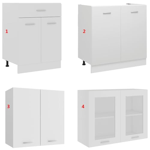 Gecheer 4-Piece Kitchen Cabinet Set Lyon - Engineered Wood and Glass - Effortless Cleaning, Wall Anchors Needed - Multiple Sizes - Image 9
