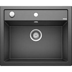 Fregadero Blanco Supra Blanco 514197 Fregadero con Moderno Diseño para Armarios Bajos – De SILGRANIT –, Gris Antracita, 60 cm de Ancho