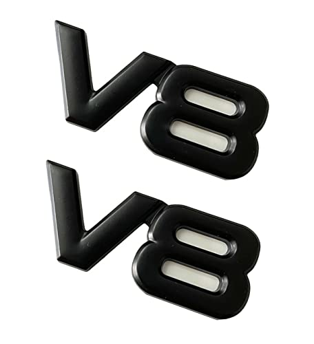 Image of 2pcs Metal Chrome V8 Vntage Car Trunk Tailgate Rear Emblem Badge Decal Stickers (Black)