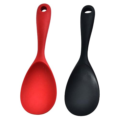 Luxshiny 2Piezas Cuchara de Arroz de Silicona Utensilio de Cocina Resistente al Desgaste Cucharas Antiadherentes para Servir Arroz Diseño Ergonómico para Hogar y