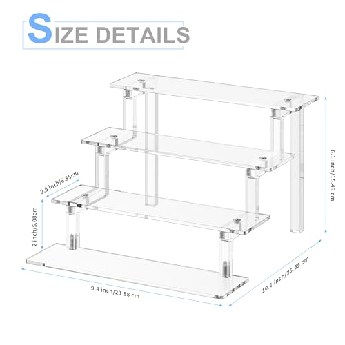 4-stufiger Acryl Riser Display Ständer Treppe Vitrine Display Regal Schminktisch Plastik Organizer Halter, Zimmer Deko Präsentationsständer Kompatibel mit Funko Pop Figuren,Cupcake, Dessert,Kosmetik