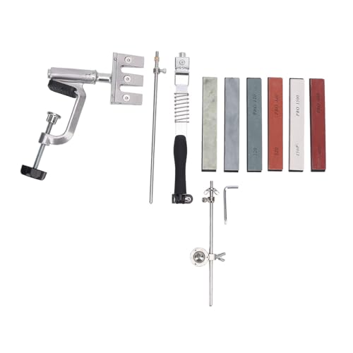 ViaGasaFamido Kit de Afilado de Cortadores, Material de Corindón Blanco de Primera Calidad, Herramienta Versátil para Afilar Cuchillas con 6 Piedras para Chefs de Cocina