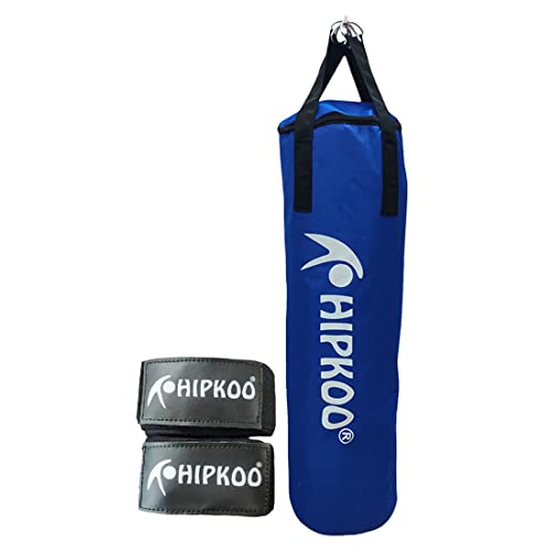 Image of Hipkoo Sports 3 Feet Unfilled Matte Punching Bag with Hand Wrap Combo | 1 Punching Bag & 1 Hand Wrap | for Boxing, MMA, Sparring, Punching Training Kick & Muay Thai (Blue)