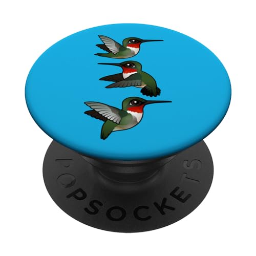 Cute Cartoon Ruby-throated Hummingbirds in Flight Birdorable PopSockets Swappable PopGrip