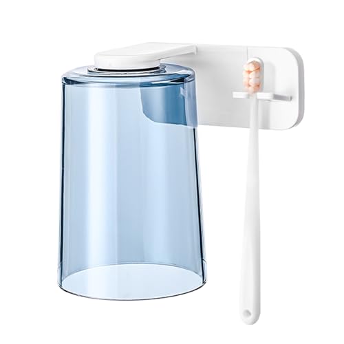 Ranley Vasos para enjuague bucal | Portacepillos de dientes sin agujeros | Vaso magnético para enjuague bucal y soporte de pared, para baño, ducha, casa, dormitorio, hotel, viaje, camping, familia