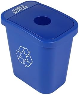 City Box 7 Gallon Cans and Bottles Recycling Bin with Lid for Residential, Business, and Commercial Recycling - NYC Compliant - Blue