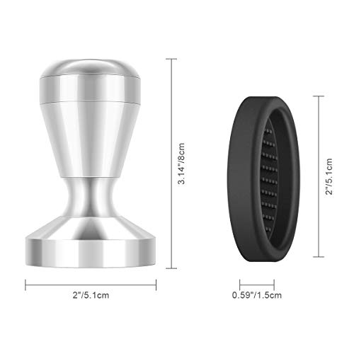 PHILORN 51mm Coffee Tamper - Stainless Steel Espresso Press with Silicone Mat for Home and Office Barista Equipment (Silver) - Image 2