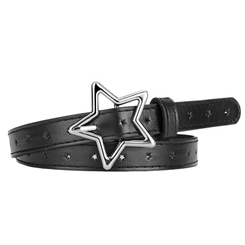 YALLNASL Retro Y2k Star Waist Belt for Girls Goth Punk Rock Belt for Jeans Dress Adjustable Faux Leather Belt Vintage