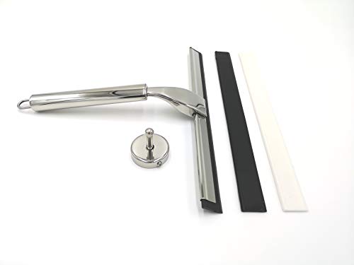 Koromonto Duschabzieher, Fensterabzieher aus Edelstahl mit austauschbaren Wischblättern Badezimmer Fensterabzieher für Badezimmer Spiegel Fenster Glasreinigung Cover