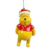 Couleur : orange, rouge Christmas Inspirations Décoration d\'arbre Winnie l\'ourson avec bonnet de Noël – Pendentif de Noël Winnie l\'ourson pour les fans de Disney, boule d\'arbre de Noël, décoration de Noël