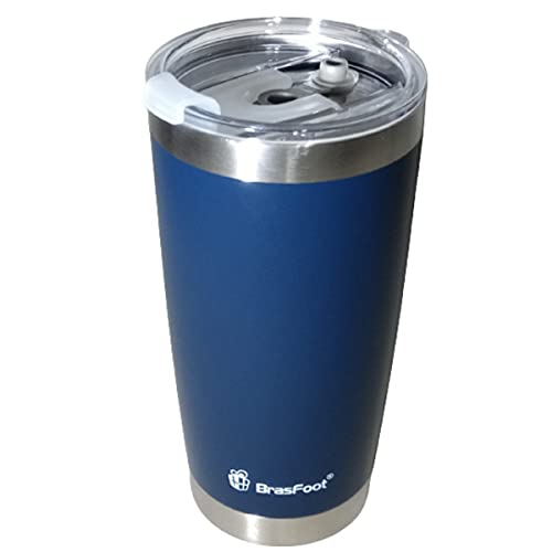Copo Térmico, Stone, BrasFoot, Azul Escuro, 500 ml, Com Tampa