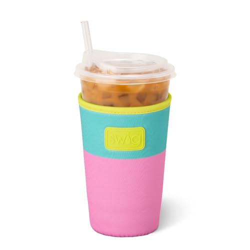 Swig Life Medium Iced Cup Coolie, Standard 22oz Iced Coffee Cup Insulator Sleeve with Handle,...