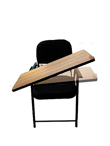 PRAMUKH FASHION Metal Folding Student Chair with Writing Pad for Work from Home, Study (Brown)