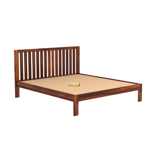 Image of SONA ART & CRAFTS Bravo Solid Sheesham Wood King Size Bed Without Storage (78x72) Double Bed King Size Cot for Bedroom (Natural Finish)