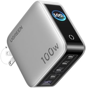 UGREEN 100W 5-Port Charger Block, Smart Digital Display Screen with Touch Control, 4 USB-C Multi Port PD Fast Charging Adapter, GaN USB C Wall Charger for Laptop MacBook, iPhone 17, Galaxy S25, Pixel