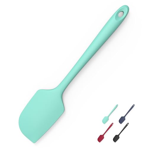 600°F Heat Resistant Silicone Spatula, Doosu High Temp Flexible Kitchen Rubber Bowl Scrapers Food Grade Seamless Baking Supplies Scratch-Proof for Scraping Non-Stick Pans (11.4in, Aqua Sky)