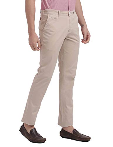 Image of Colorplus Men's Cotton Blend Solid Pattern Contemporary Fit Flat Front Casual Trouser