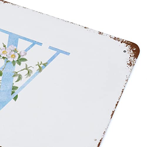 Plaque en métal monogramme floral lettre W, finition alphabet floral vintage - 7