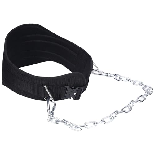 Cinturón de gimnasio | Soporte lumbar para espalda, con cadena de 27.6 pulgadas para hombres, para sentadillas, estocadas, peso muerto, hrusters, dominadas, culturismo, entrenamiento de fuerza